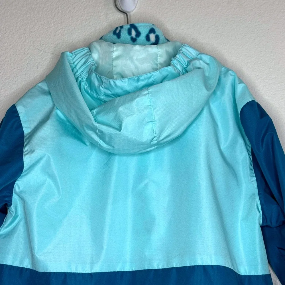 EDDIE BAUER Girls 3 in 1 Jacket Windbreaker Fleece Lining SM (7-8) Teal Outdoor